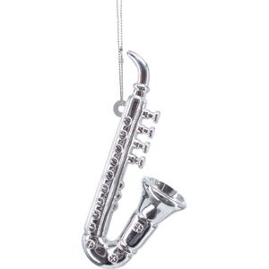 Saxophone Ornament Silver Musical Instrument Christmas 5" x 2.5" Musical‎ Jazz